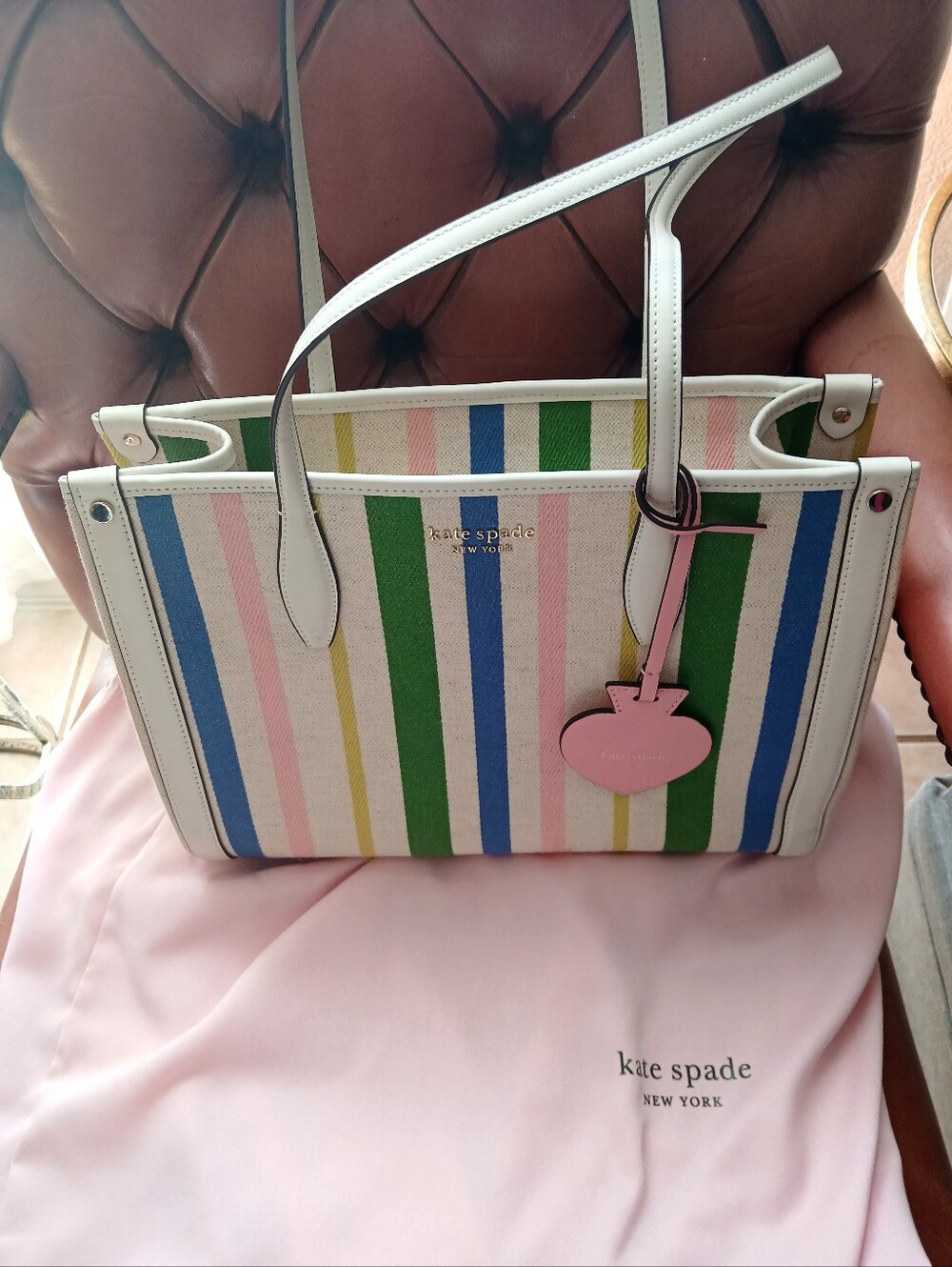 Kate Spade Striped Canvas Tote Bag in Multi-Color